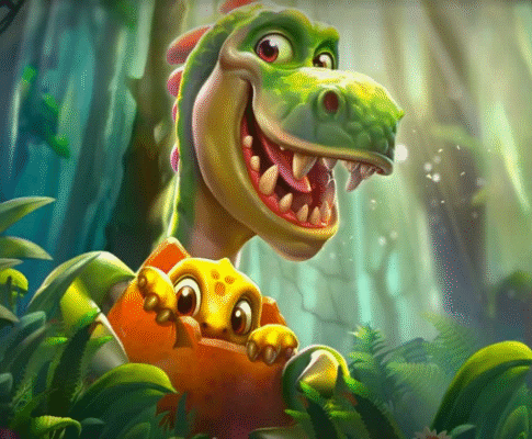 tampilan pada permainan slot dino drop